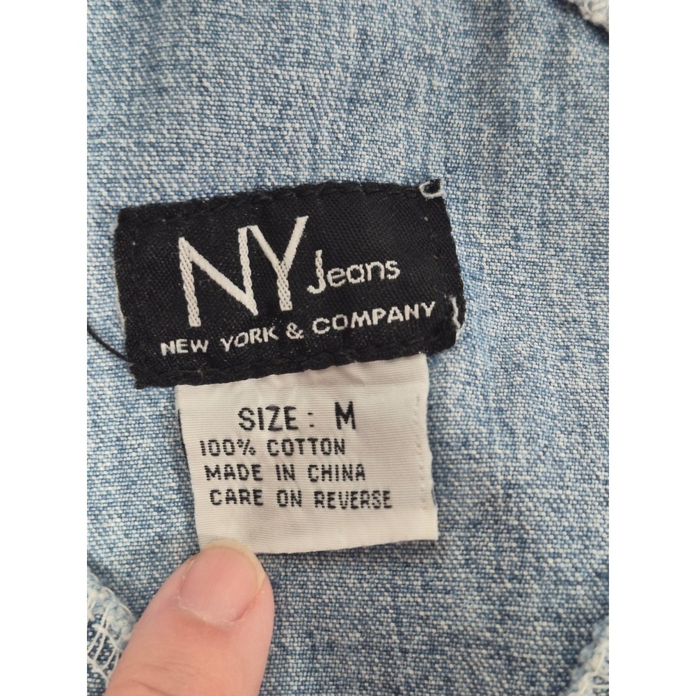 New York Jeans Vintage 90s Denim Shortalls Light Wash Blue Overalls Shorts L - Picture 8 of 10